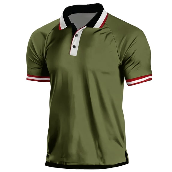 Mens Polo Shirts Contrast Ribbed Collar Men'S Polo Shirts Racing Wrinkle-Resistant Polo Shirts For Men Breathable Summer