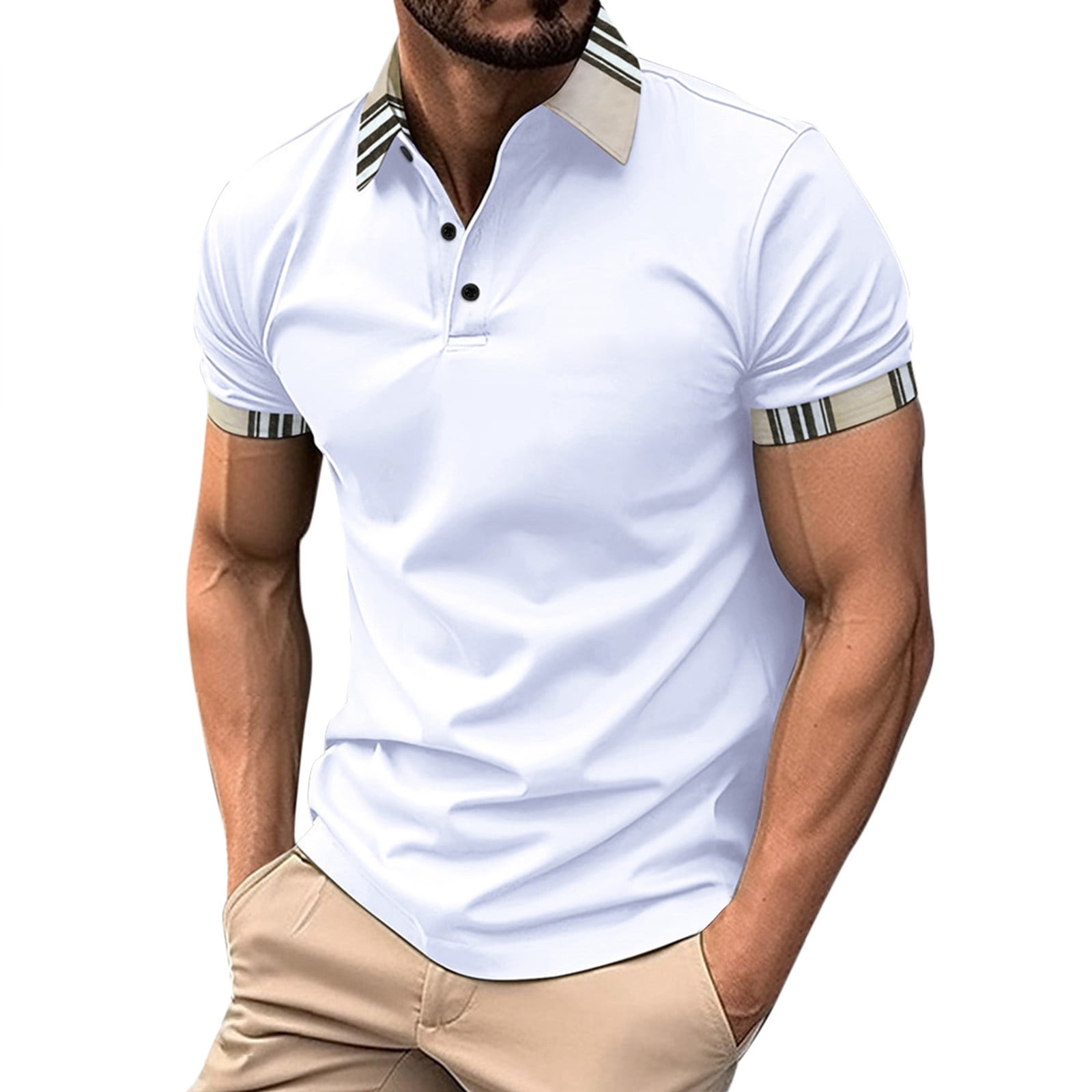 Mens Polo Shirts Crew Neck Big and Tall Men's Polo Shirts Short Sleeve ...