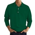 thumbnail image 1 of Mens Polo Shirts Fashion Casual Simple Solid Color Button Long Sleeve Top Holiday Wear, 1 of 3