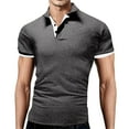thumbnail image 1 of Mens Polo Shirts Fashion Collocation Lapel Baggy Short Sleeved Top Mens Casual T Shirts,Beige,3XL, 1 of 4