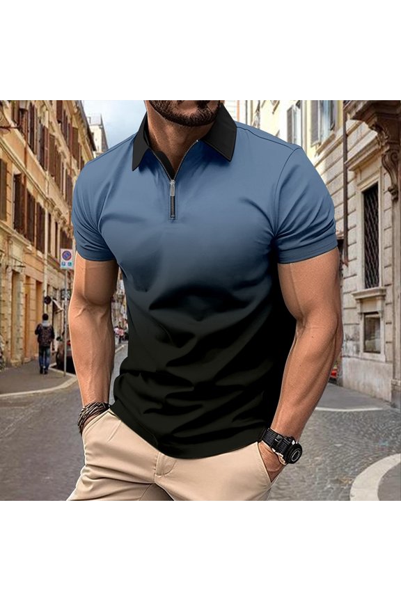 Mens Polo Shirts Four Seasons Leisure Fashion Design Lapel Button Short Sleeve Tops Sportwear