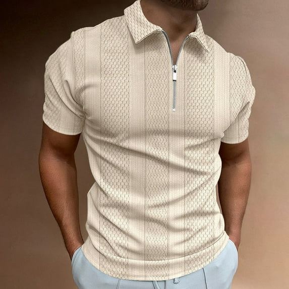 Mens Polo Shirts Four Seasons Leisure Fashion Stripe Contrast Design Lapel Button Long Sleeve Daily-Wear