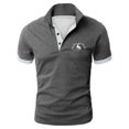 thumbnail image 1 of Mens Polo Shirts Golf Casual Slim Fit Summer Short Sleeve Button Up Collared Tops Stretchy Moisture Wicking Sport Mens T-Shirts Grey XL, 1 of 3
