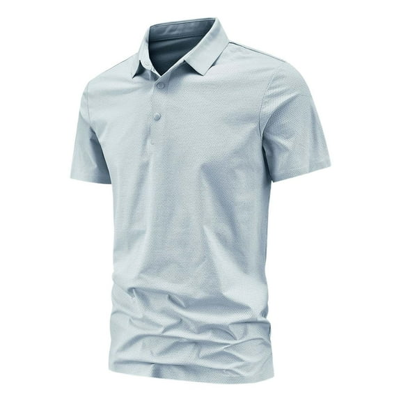 Mens Polo Shirts Ice Silk Smoothing Comfortable Button Collared Short Sleeve Top Casual Summer Lightweight Mens Dress Shirts