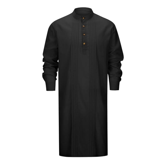 Mens Polo Shirts Kaftan Button Down Long Sleeve Robe Linen Gown Mens Knit Polo