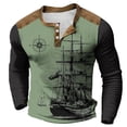 thumbnail image 1 of Mens Polo Shirts Large Size Base Printing Casual Collarless 3 Button Long Sleeve Workout Tops for Men, 1 of 2
