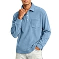 thumbnail image 1 of Mens Polo Shirts Long Sleeve Corduroy Lapel Collar Men Shirts Casual Comfort Button-Down Golf Shirt with Pocket, 4XL, 1 of 5