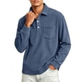 thumbnail image 1 of Mens Polo Shirts Long Sleeve Corduroy Lapel Collar Men Shirts Casual Comfort Button-Down Golf Shirt with Pocket, L, 1 of 5