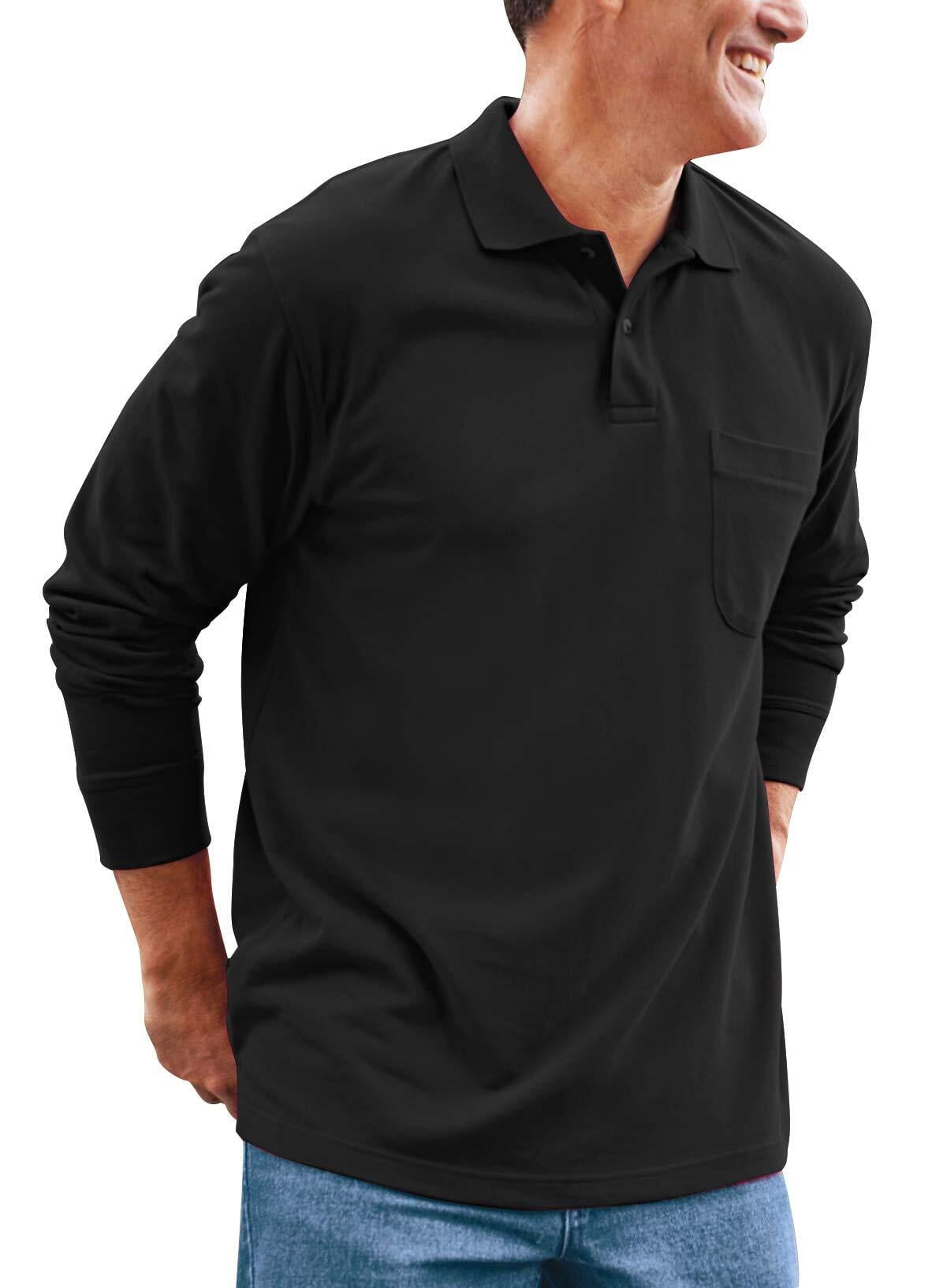 Mens Polo Shirts Long Sleeve Golf TShirts for Men with Chest Pocket