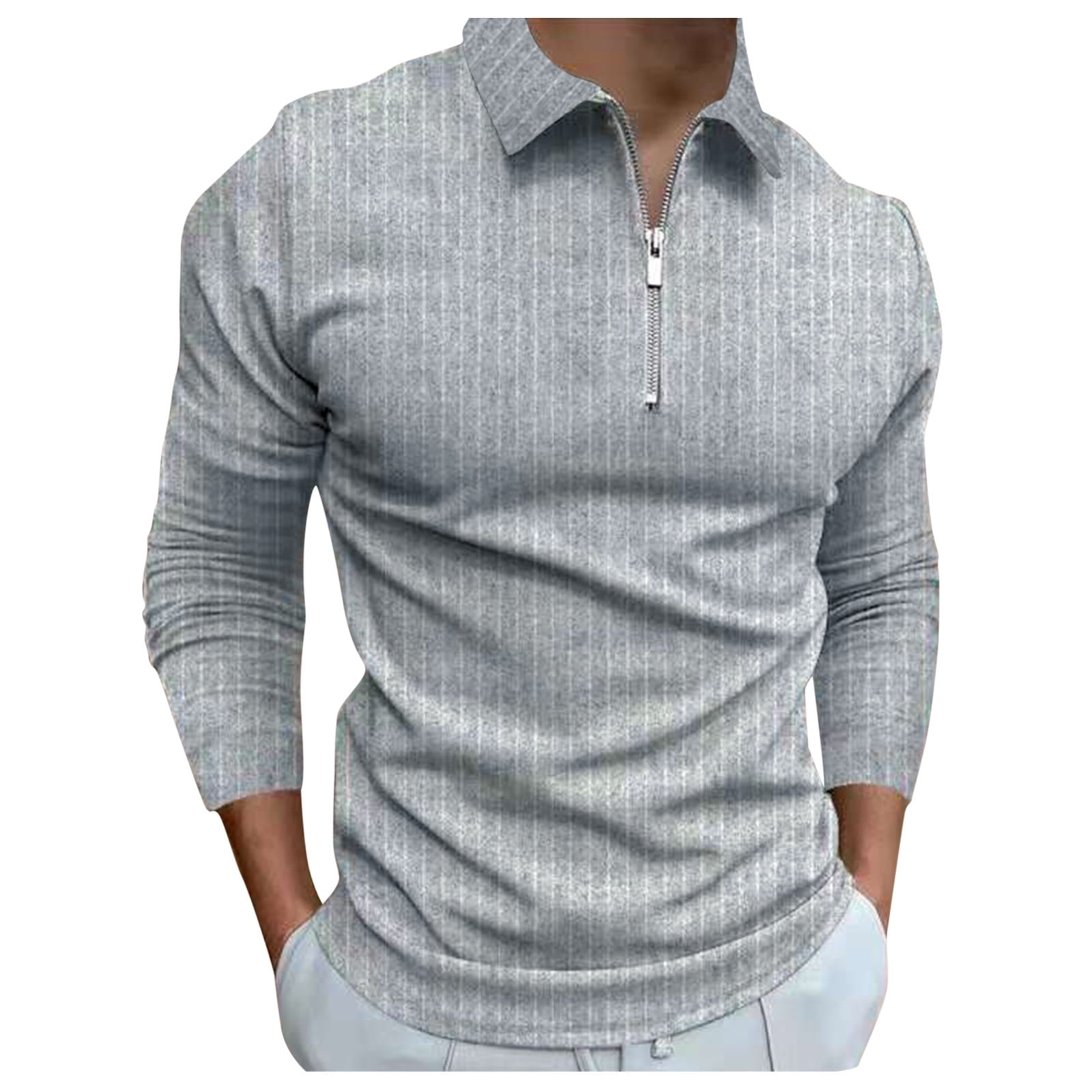 Mens Polo Shirts Long Sleeve Shirts Grey M - Walmart.com