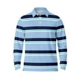 thumbnail image 1 of Mens Polo Shirts Long Sleeve Striped Casual Button Down Lapel Tops Pullover Fall Breathable Comfortable T Shirts for Men Light Blue XXXL, 1 of 3