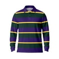 thumbnail image 1 of Mens Polo Shirts Casual Button Down Long Sleeve Breathable Stripe Lapel Tops Fall Comfortable T Shirts for Men Purple XXXL, 1 of 3
