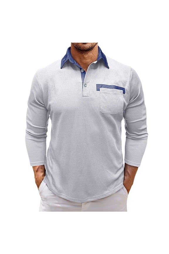 Mens Polo Shirts Long Sleeved Collared Gentleman'S Knitted Casual Men'S Clothing