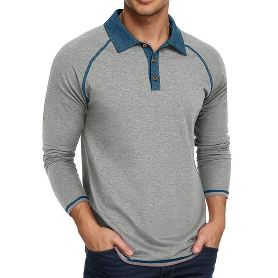 Mens Polo Shirts Male Classic Long Sleeve Shirt Comfortable Casual Slim Fit Solid Color Knit Top For Home Outdoor Activities Comfortable