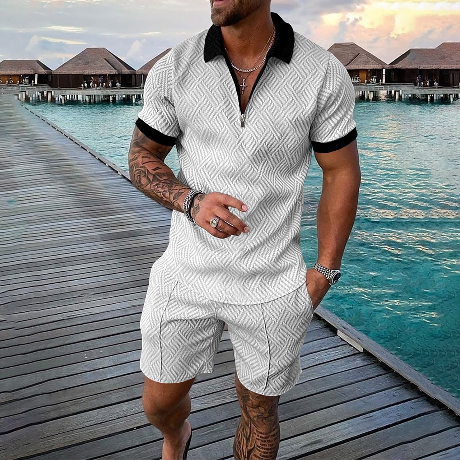 Mens Shirts Men's Shirt And Shorts Set Summer Outfits Casual