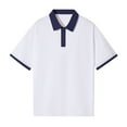 thumbnail image 1 of Mens Polo Shirts Off Shoulder Color Pure Cotton Loose Short Sleeve Lapel Ironing Logo Outwear, 1 of 3