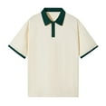 thumbnail image 1 of Mens Polo Shirts Off Shoulder Color Pure Cotton Loose Short Sleeve Lapel Ironing Logo Streetwear, 1 of 3