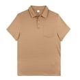 thumbnail image 1 of Mens Polo Shirts Regular Solid Color Short Sleeve Button Down Collared Tops Loose Outdoor Summer Casual Mens T-Shirts Khaki L, 1 of 9