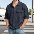 thumbnail image 1 of Mens Polo Shirts Relaxed Fit Comfortable Button Down Polo Tee Outdoor Activities Thin T-Shirt Mens Daily Wear Navy Size L, 1 of 4