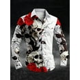 thumbnail image 1 of Mens Polo Shirts Retro Skull Graphic Long Sleeve Button V Neck T-Shirts Pullover Tops, 1 of 6