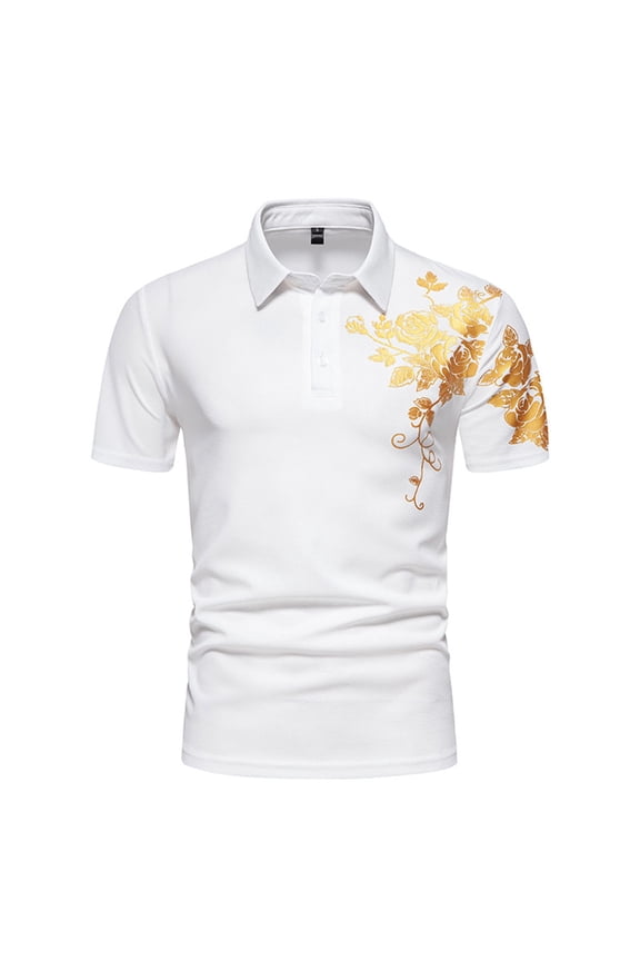 Mens Polo Shirts Rose Hot Gold Lapel Short Sleeved Summer Men'S Clothing