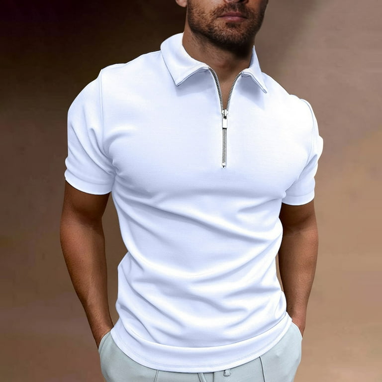 Mens Polo Shirts Short Sleeve Button Down Men Mens Shirts Casual Stylish Fashion Men s Lapel Neck Shirts Classic Short Sleeve Basic T Shirt Solid Color with Stylish White S Walmart