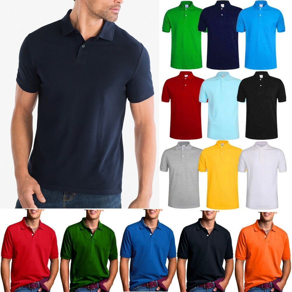 Mens Polo Shirts Short Sleeve Casual Solid Stylish Dry Fit Performance ...