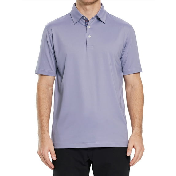 SYLCLEG Mens Polo Shirts Short Sleeve Casual Solid Stylish Dry Fit Performance Designed Collared Golf Polo Shirts for Men,Lavender,XXL