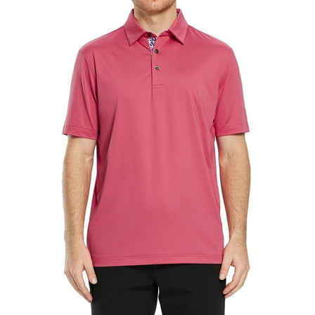SYLCLEG Mens Polo Shirts Short Sleeve Casual Solid Stylish Dry Fit Performance Designed Collared Golf Polo Shirts for Men,Cranberry,M