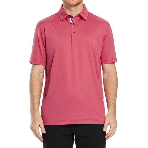 SYLCLEG Mens Polo Shirts Short Sleeve Casual Solid Stylish Dry Fit Performance Designed Collared Golf Polo Shirts for Men,Cranberry,M