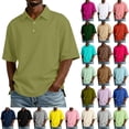 thumbnail image 1 of Mens Polo Shirts Short Sleeve Collared Button Front Tops Breathable Moisture Wicking Daily Business Office Shirts ,XL,#01 Army Green, 1 of 6