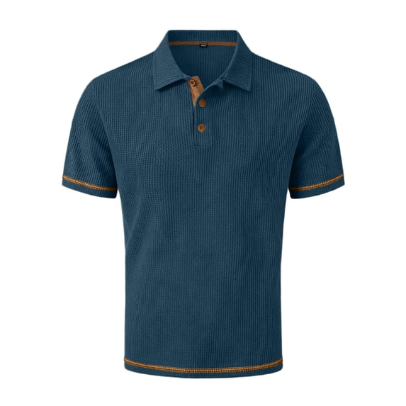 Mens Polo Shirts Short Sleeve Collared Textured Quick Dry Casual Golf Shirt for Men