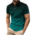 thumbnail image 1 of Mens Polo Shirts Short Sleeve Gradient Color Gym Workout Golf T-Shirt Casual Fashion V Neck Button Down Tops 2025, 1 of 6