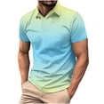 thumbnail image 1 of Mens Polo Shirts Short Sleeve Gradient Color Gym Workout Golf T-Shirt Casual Fashion V Neck Button Down Tops 2026, 1 of 6