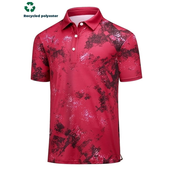 Mens Polo Shirts Short Sleeve Moisture Wicking Dry Fit Mens Golf Shirts Casual Business Athletic Magenta M