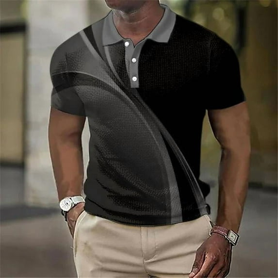 Mens Polo Shirts Short Sleeve Quick-Dry Breathable Golf Shirt Classic Fit Business Shirt Summer Causal Work T-Shirts Black L