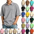 thumbnail image 1 of Mens Polo Shirts Short Sleeve Solid Color Summer Fall Breathable Golf Shirt Chest Pocket Casual Collared Shirt Classic Fit Work Business Polo Tee Yellow 3XL, 1 of 9