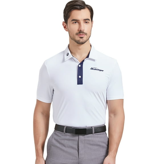 Golf Shirts for Men Moisture Wicking Polo Shirts Quick Dry Athletic Collared Shirts White XL