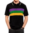 thumbnail image 1 of Mens Polo Shirts Short Sleeve triped Carnival Button Down Parade Golf Shirt, 1 of 5