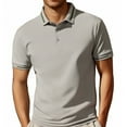 thumbnail image 1 of Mens Polo Shirts Solid Color Button Collared Short Sleeve Business Tops Casual Loose Comfortable Trend Shirts for Men, 1 of 4