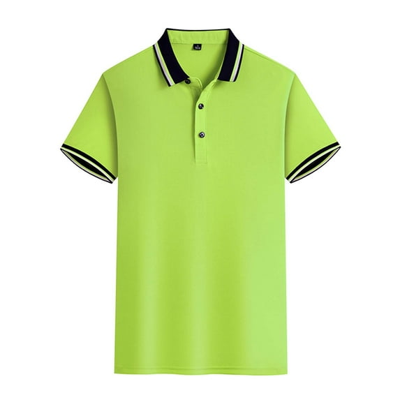 Mens Polo Shirts Solid Color Lapel Short Sleeve Tops Pullover Tshirts Holiday Wear,Green,XL