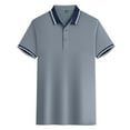 thumbnail image 1 of Mens Polo Shirts Solid Color Lapel Short Sleeve Tops Pullover Tshirts Outwear,Gray,M, 1 of 2