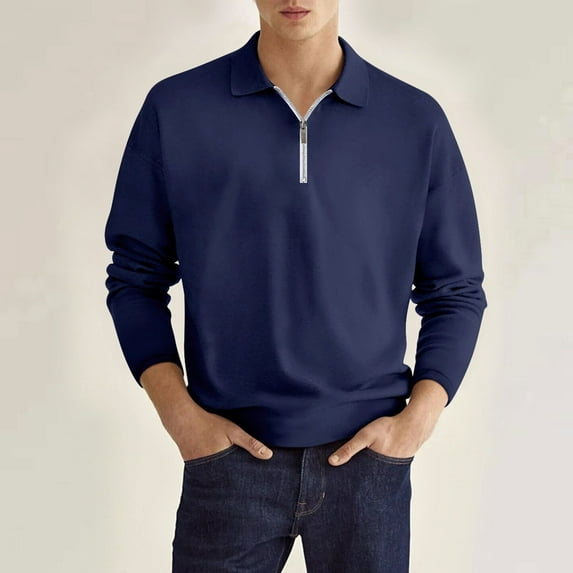 Mens Polo Shirts Spring And Autumn Fashion Casual Sports Gradient Lapel Long Sleeved Top Sportwear