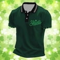 thumbnail image 1 of Mens Polo Shirts St Patrick's Day Short Sleeve with Graphic Print Comfortable Breathable Golf Shirts E Dark Green XXL, 1 of 3