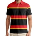 thumbnail image 1 of Mens Polo Shirts Casual Short Sleeve Striped Lapel Buckle Breathable Pullover Tops Loose T Shirts for Man Red XXXL, 1 of 5