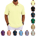 thumbnail image 1 of Mens Polo Shirts Stylish Casual Short Sleeve Collared Golf T-Shirt Outdoor Quick Dry Casual Business Pure Color Polo Shirt Beige L, 1 of 8