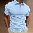 thumbnail image 1 of Mens Polo Shirts Summer Casual Striped Fabric Button Turn Down Collar Short Sleeve Solid Color Color Top Activewear, 1 of 4