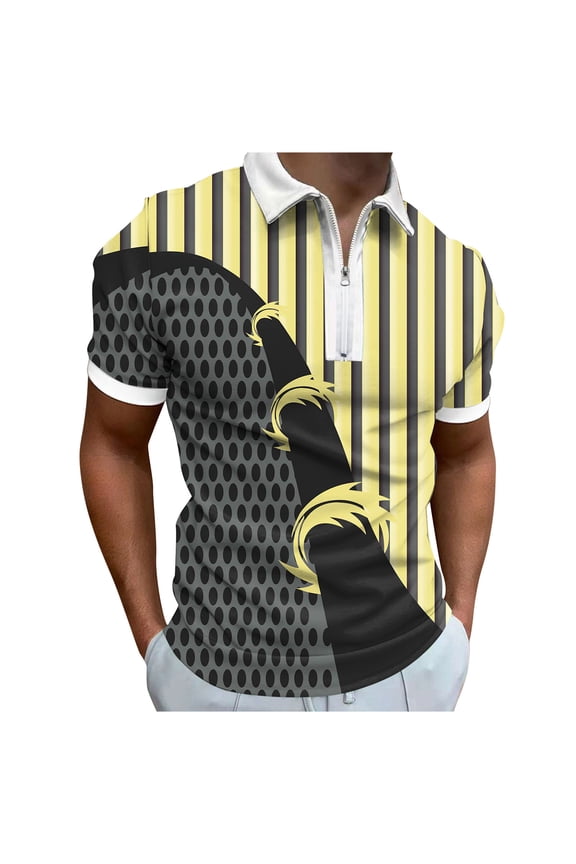 Mens Polo Shirts Summer Digital 3D Printing Fashion Poster Holiday Beach Lapel Zipper Short Sleeve Life Men'S Clothing