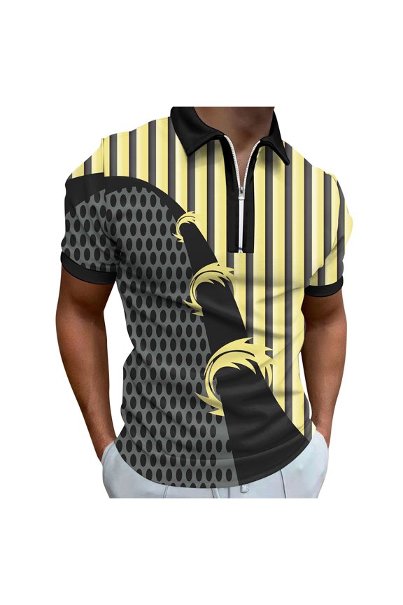 Mens Polo Shirts Summer Digital 3D Printing Fashion Poster Holiday Beach Lapel Zipper Short Sleeve Life Men'S Clothing