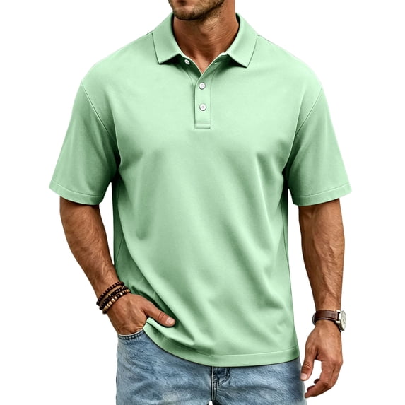 Mens Polo Shirts Summer Golf Beach Short Sleeve Collared Quick Dry Lightweight Regular Fit Shirt, L